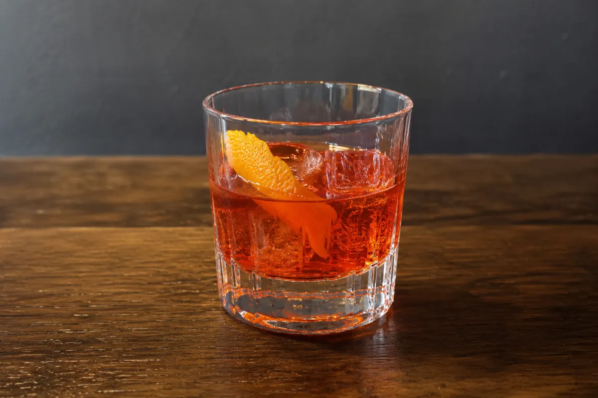 Image of Gin Campari Cocktail in a Whisky Tumbler