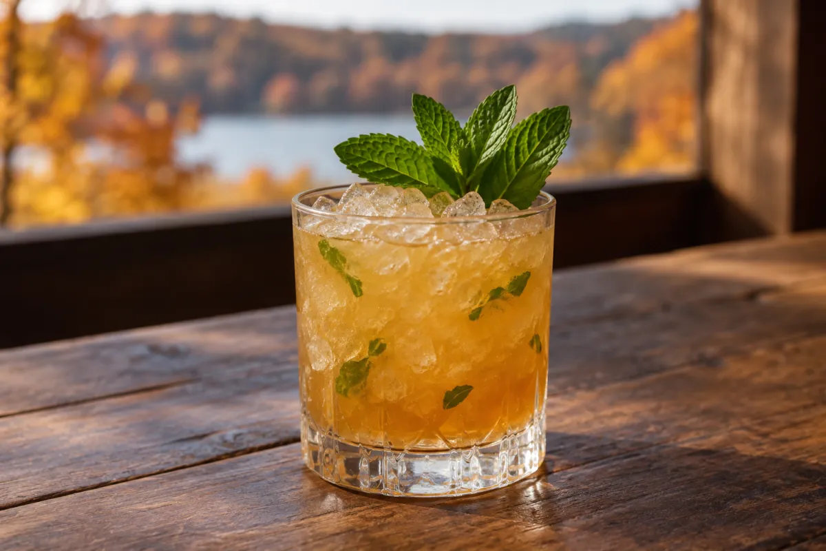 Image of Apple Cider Whiskey Smash in a Old Fashioned Glass