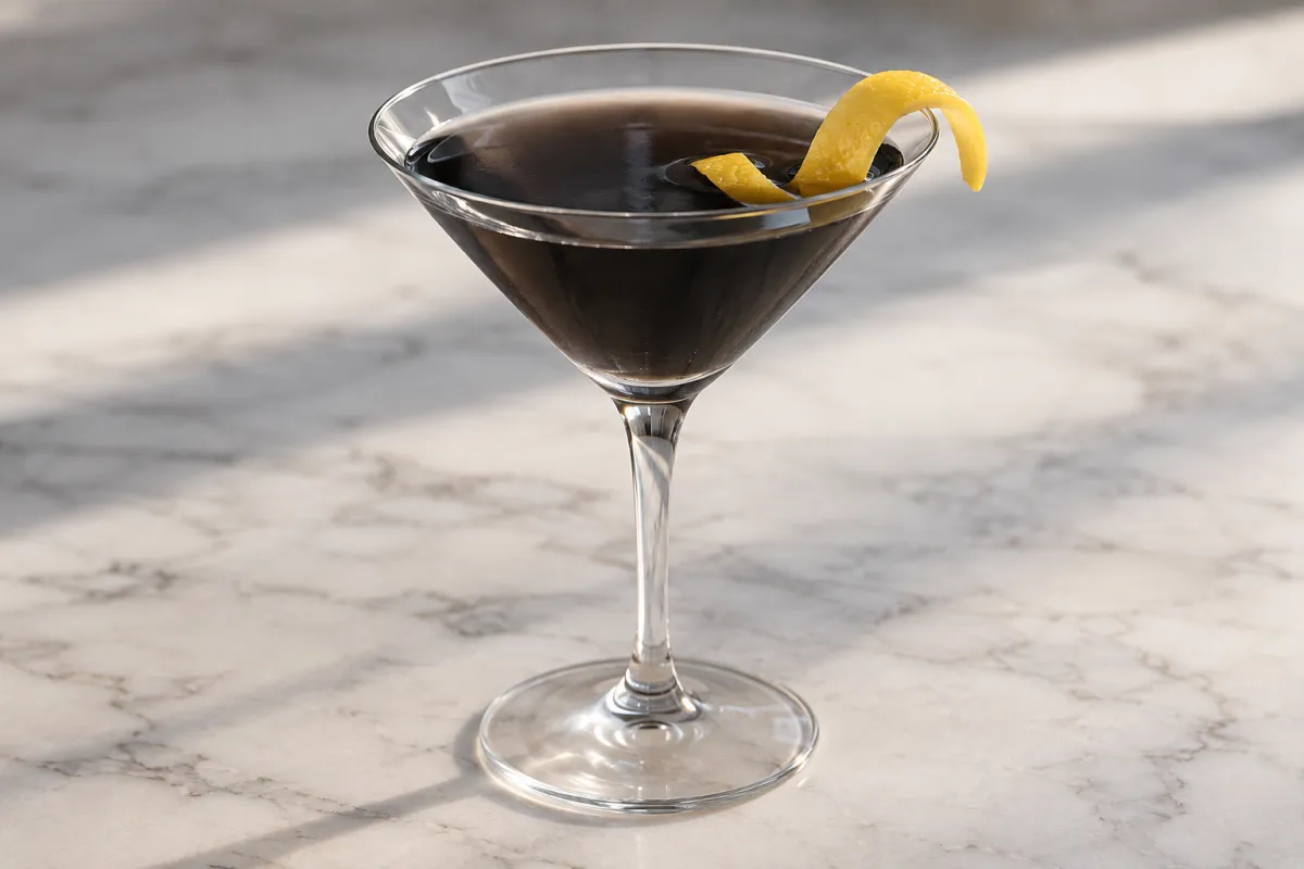 Image of Black Sambuca Martini in a Cocktail Glass